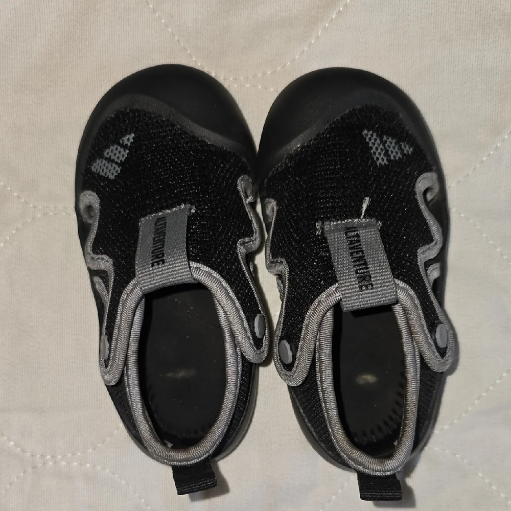 adidas Kids Black and Gray Slip-On Water Shoes